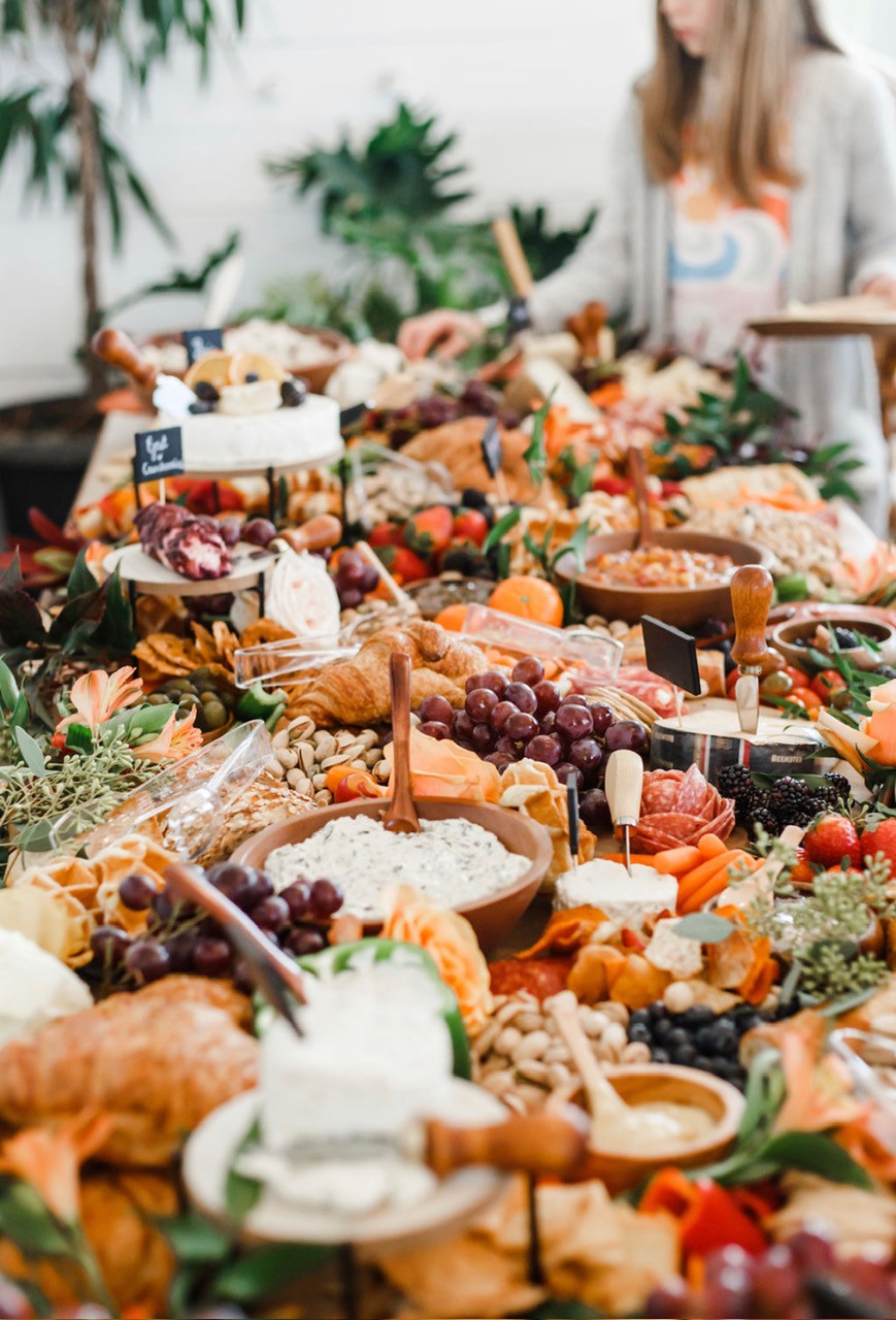 Full abundant grazing table spread